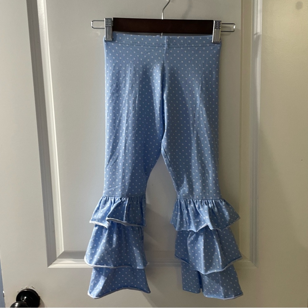 Eleanor Rose Light Blue Ruffle Leggings